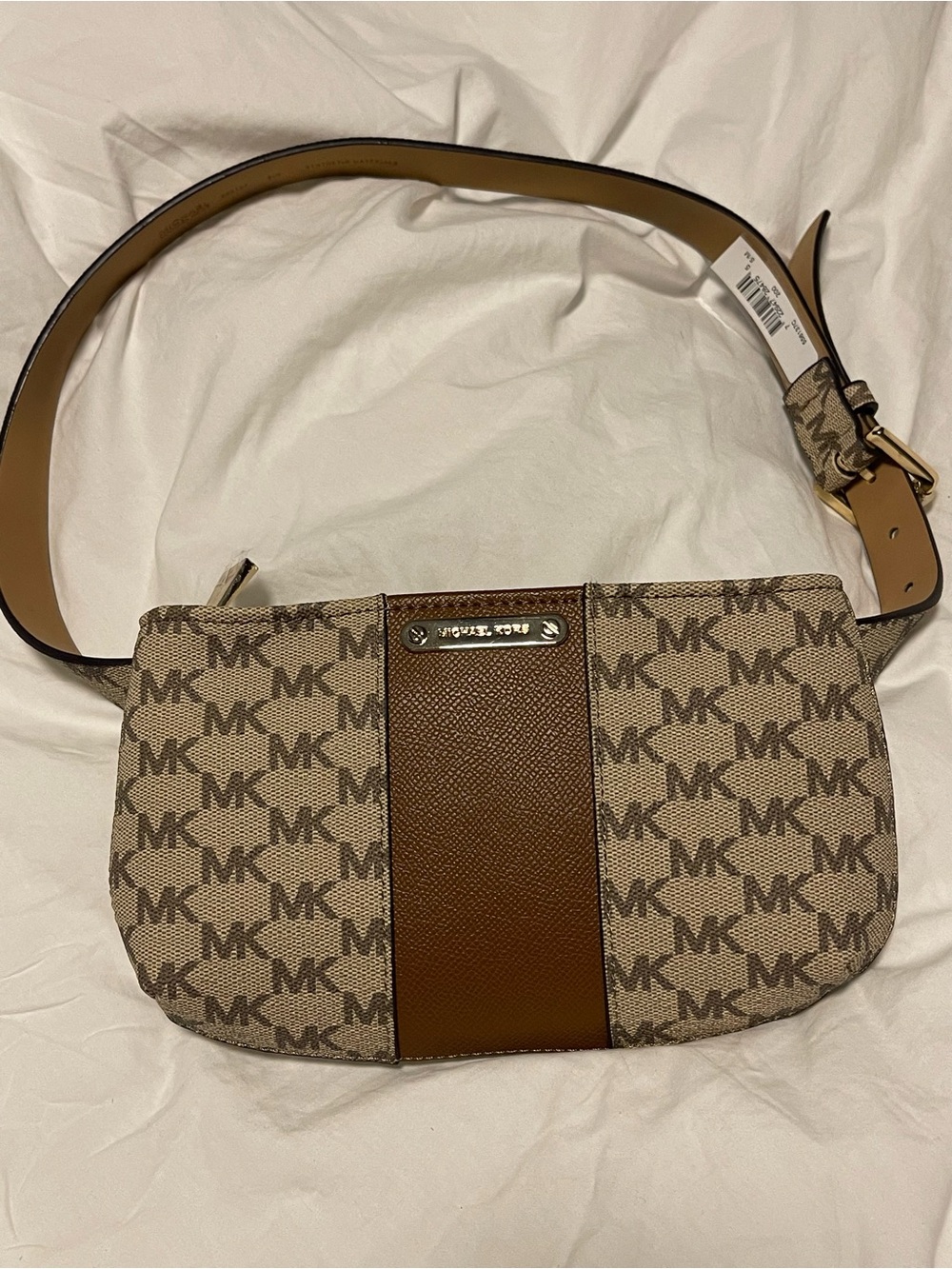 Michael Kors Tan & Brown MK Logo Belt Bag S/m NWT